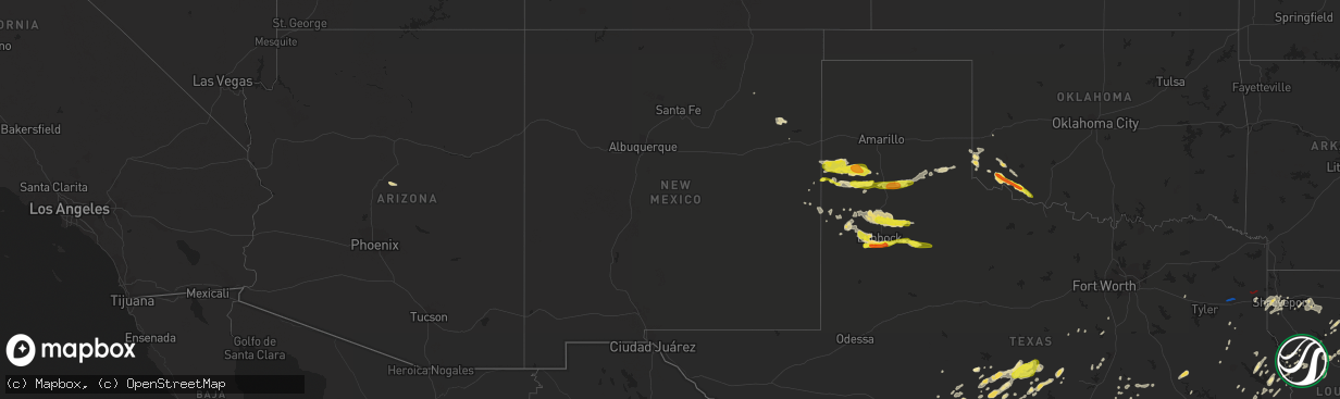 Hail map in New Mexico on May 8, 2019