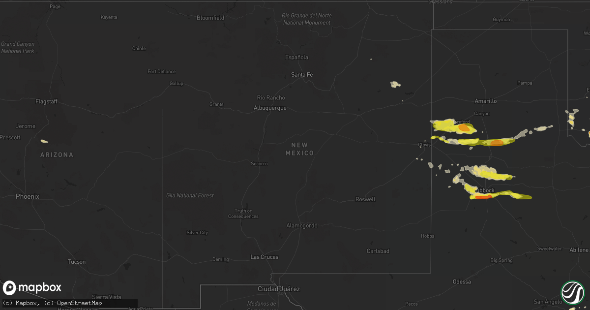Hail map in New Mexico on May 8, 2019