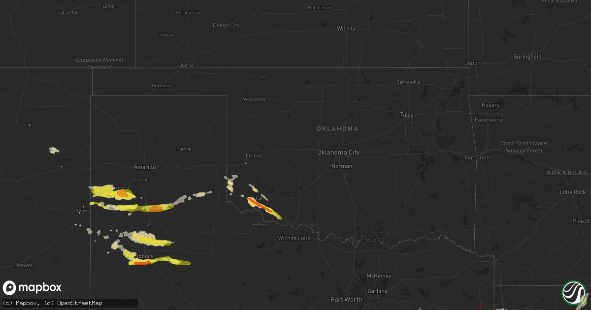Hail map in Oklahoma on May 8, 2019