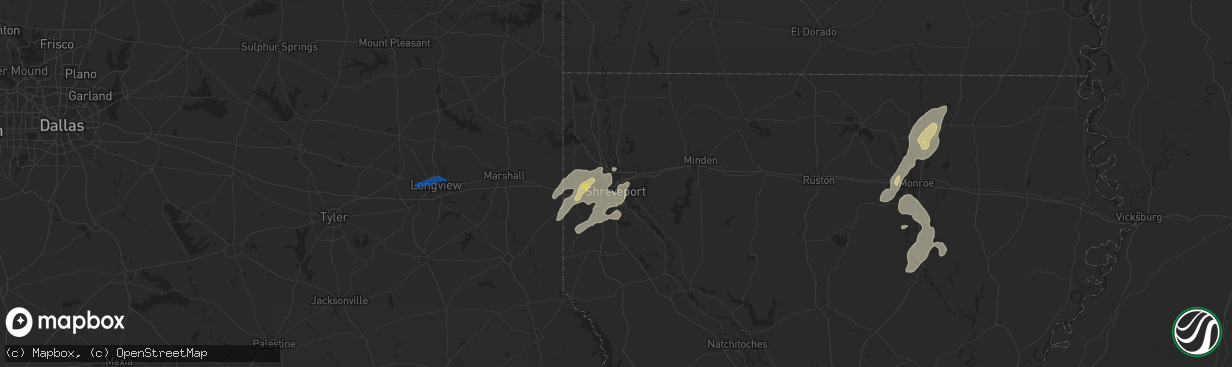 Hail map in Shreveport, LA on May 8, 2019