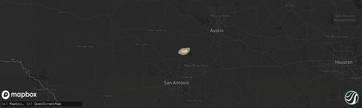 Hail map in Spring Branch, TX on May 8, 2019