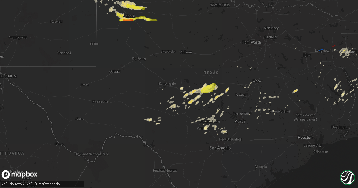 Hail map in Texas on May 8, 2019