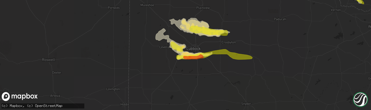 Hail map in Wolfforth, TX on May 8, 2019