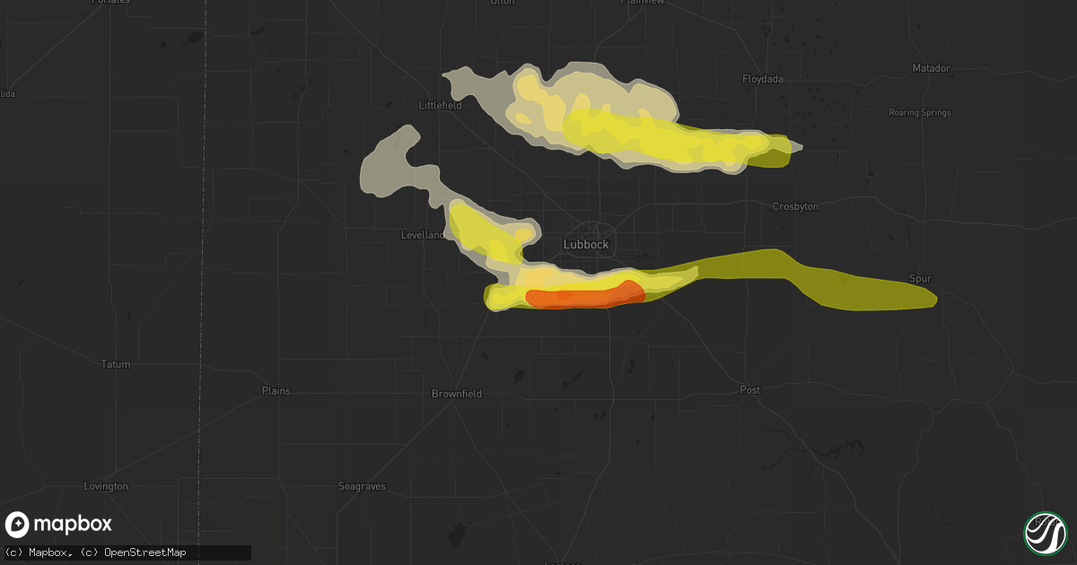 Hail map in Wolfforth, TX on May 8, 2019
