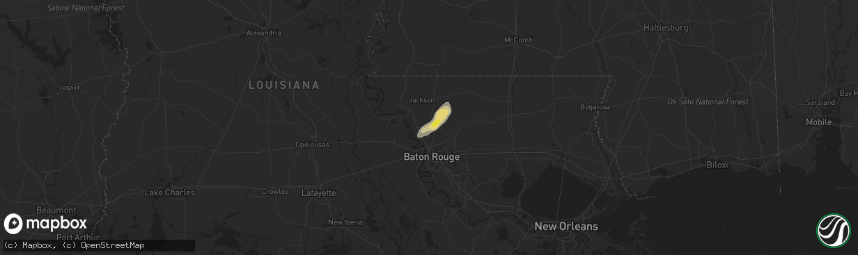 Hail map in Zachary, LA on May 8, 2019