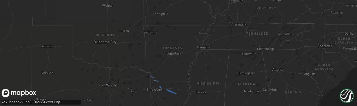 Hail map in Arkansas on May 8, 2020