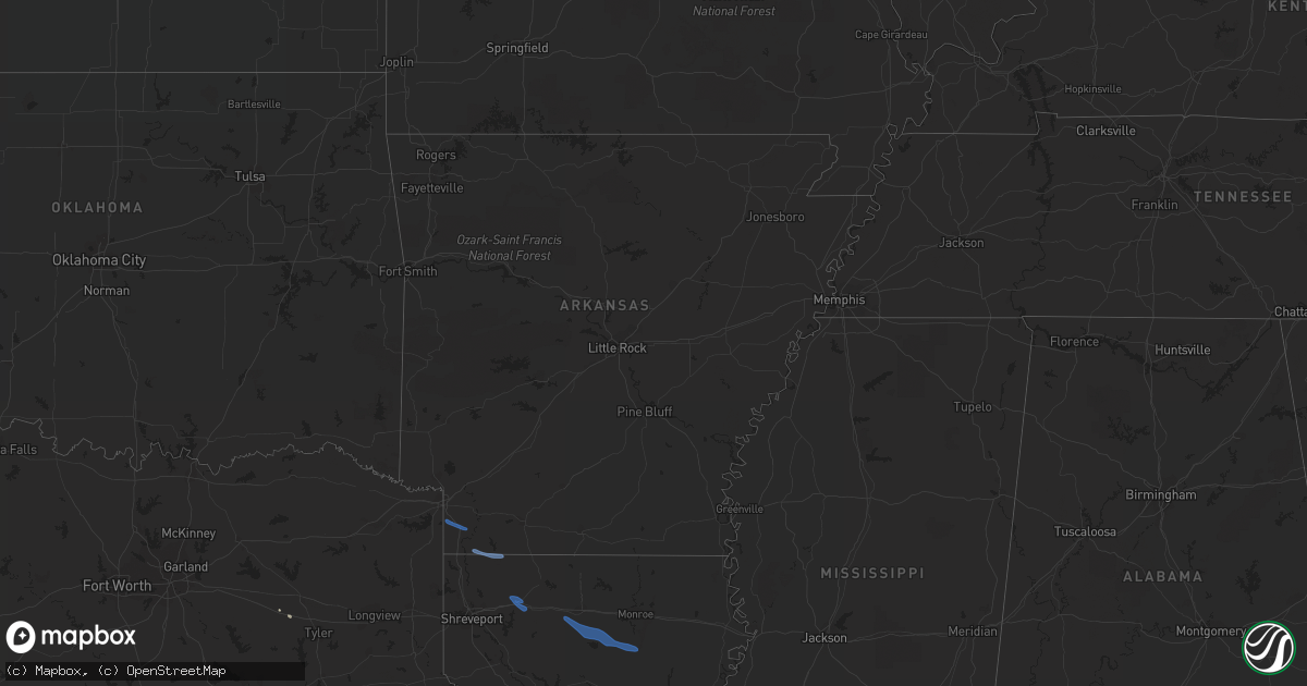 Hail map in Arkansas on May 8, 2020
