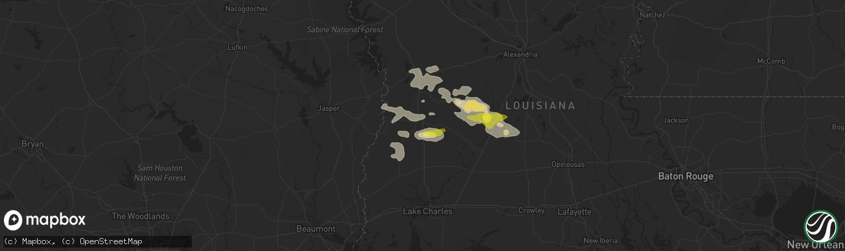 Hail map in Deridder, LA on May 8, 2020