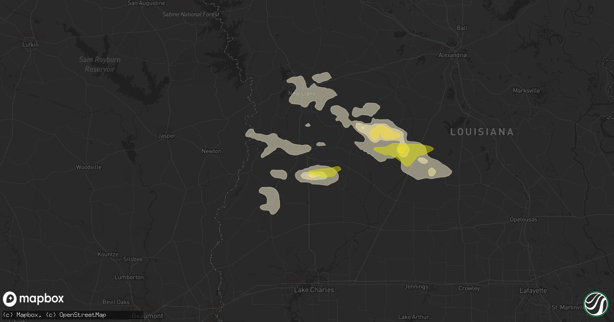 Hail map in Deridder, LA on May 8, 2020