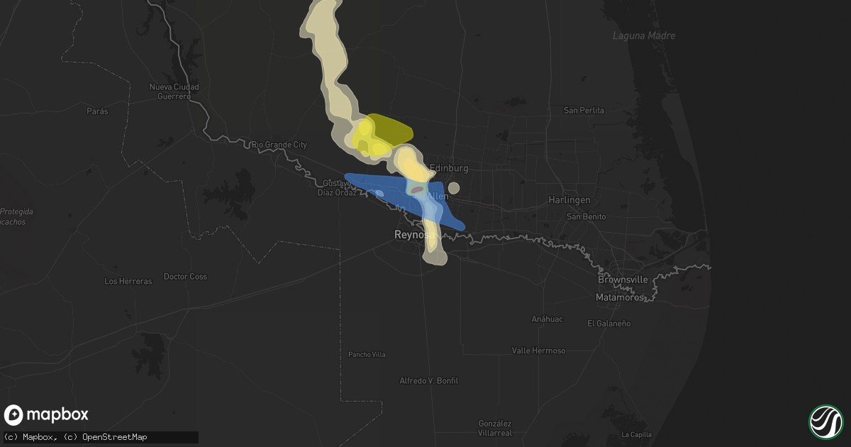 Hail map in Hidalgo, TX on May 8, 2020