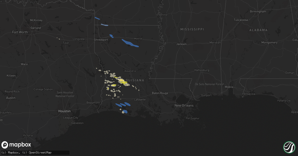 Hail map in Louisiana on May 8, 2020