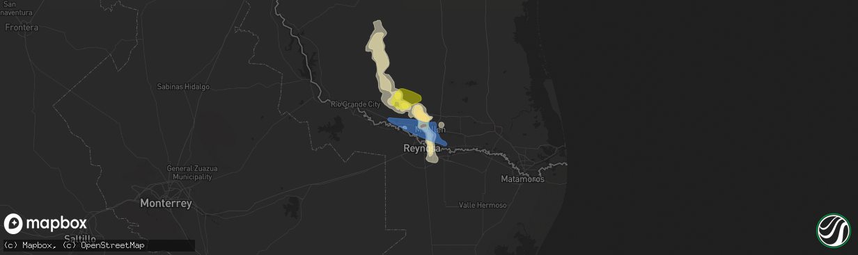 Hail map in Mcallen, TX on May 8, 2020