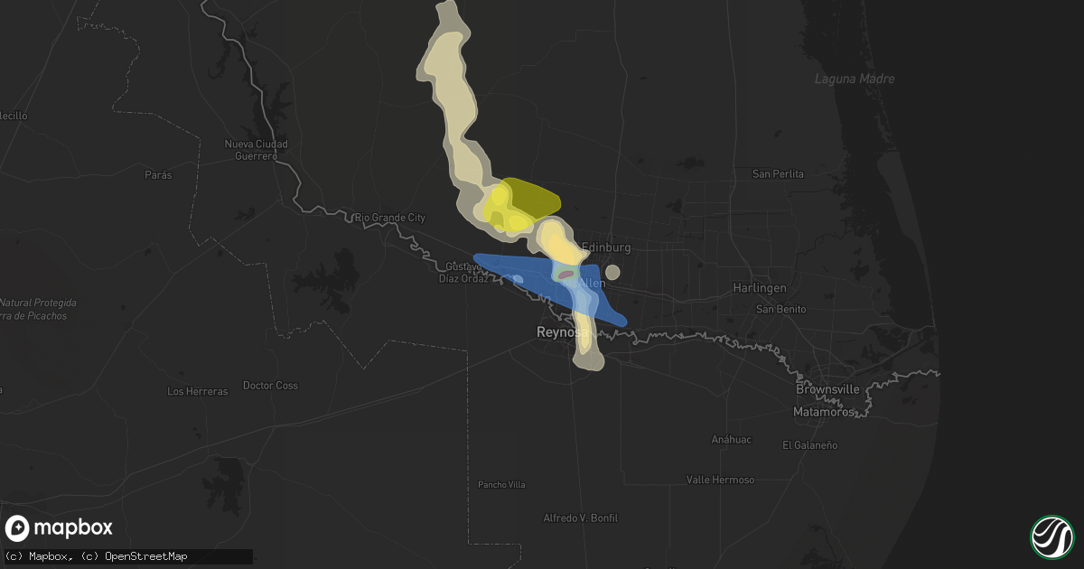 Hail map in Mission, TX on May 8, 2020