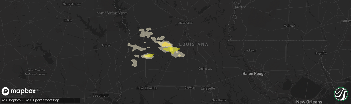 Hail map in Oakdale, LA on May 8, 2020