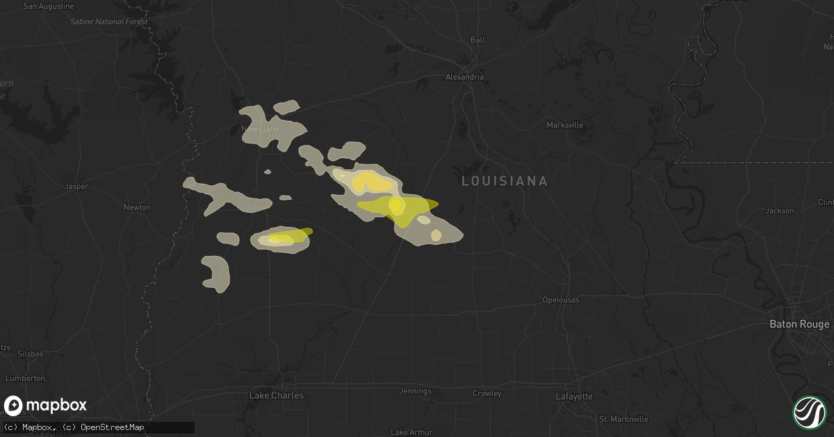 Hail map in Oakdale, LA on May 8, 2020