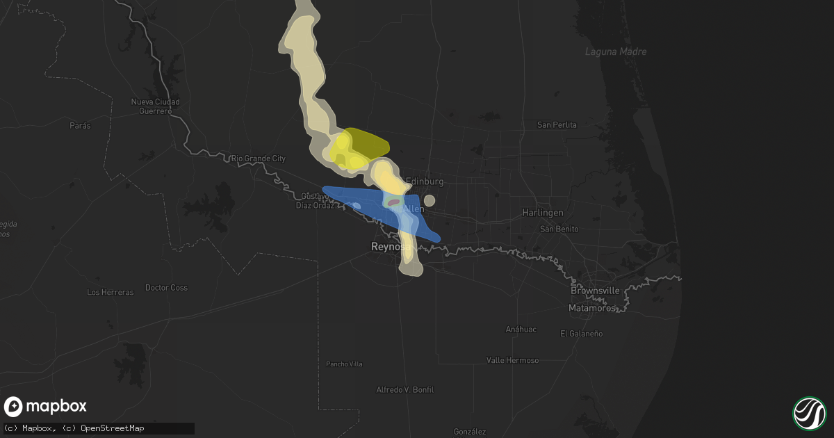 Hail map in Pharr, TX on May 8, 2020