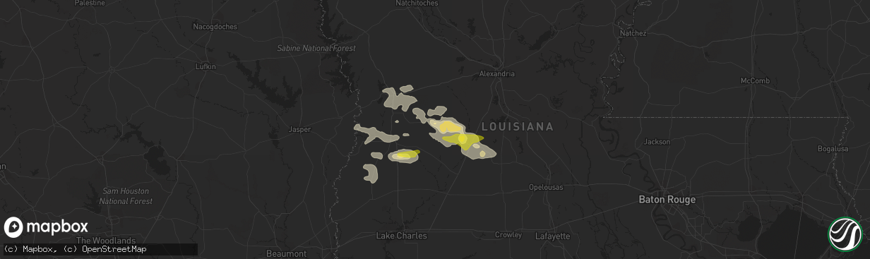 Hail map in Pitkin, LA on May 8, 2020