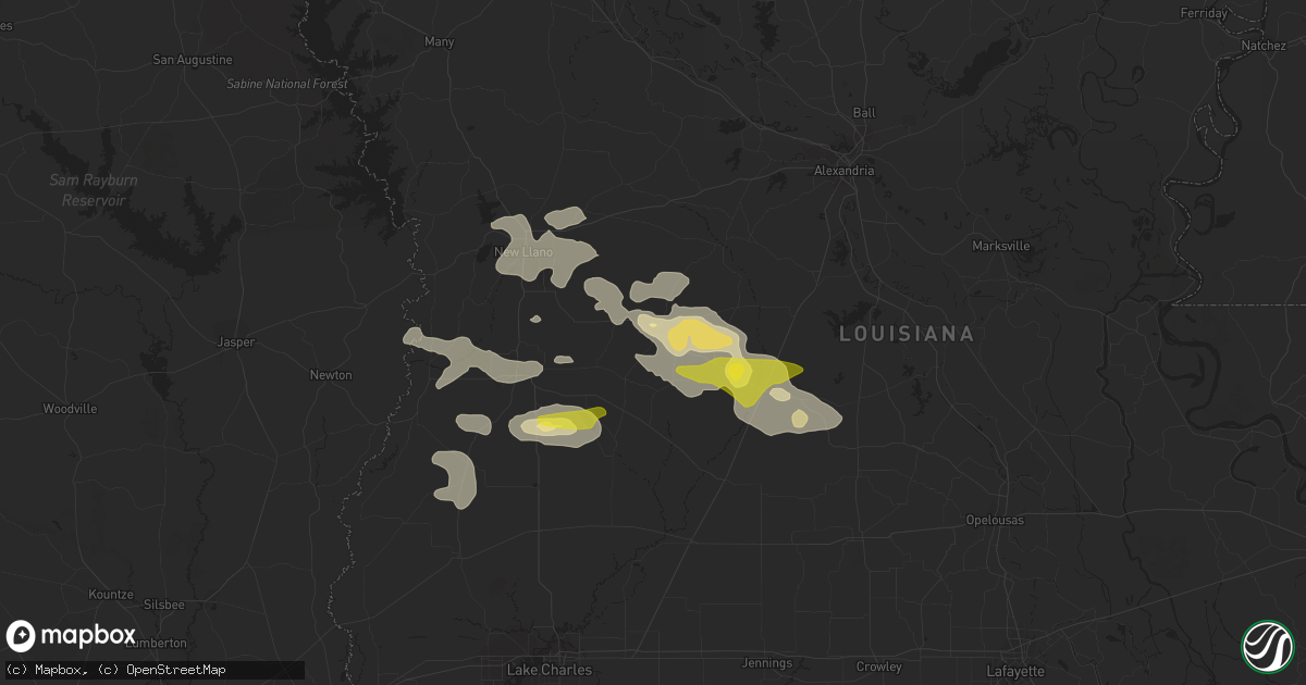 Hail map in Pitkin, LA on May 8, 2020