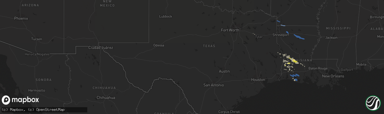 Hail map in Texas on May 8, 2020