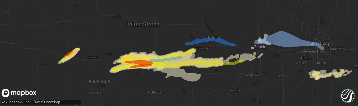 Hail map in Abilene, KS on May 8, 2021