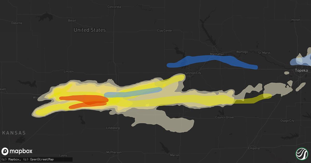 Hail map in Abilene, KS on May 8, 2021