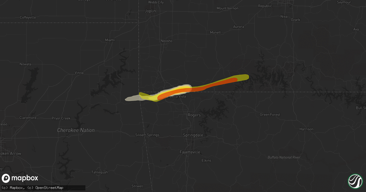 Hail map in Bella Vista, AR on May 8, 2021
