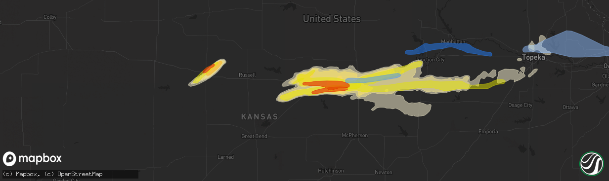 Hail map in Ellsworth, KS on May 8, 2021