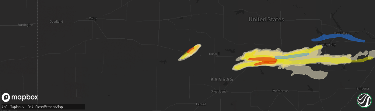 Hail map in Hays, KS on May 8, 2021