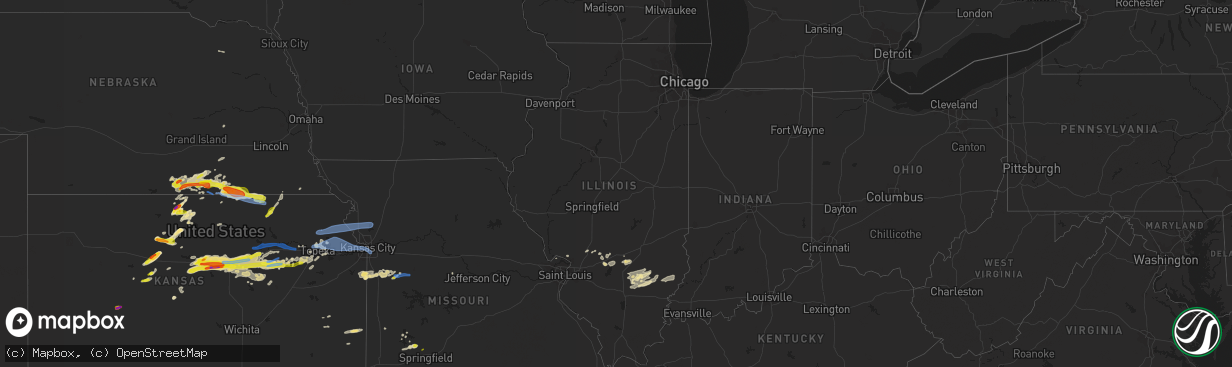 Hail map in Illinois on May 8, 2021