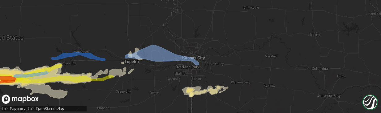 Hail map in Kansas City, KS on May 8, 2021