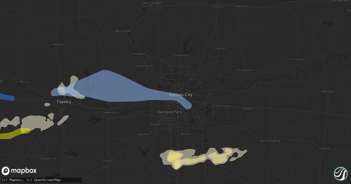 Hail map in Kansas City, KS on May 8, 2021