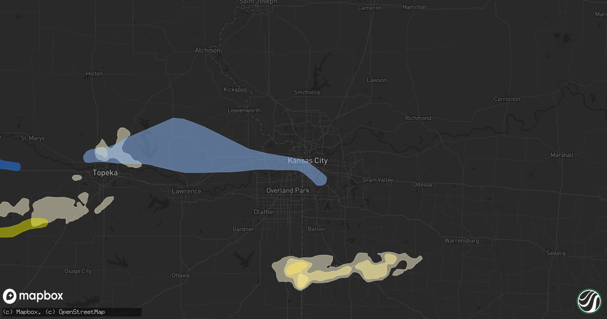 Hail map in Kansas City, MO on May 8, 2021