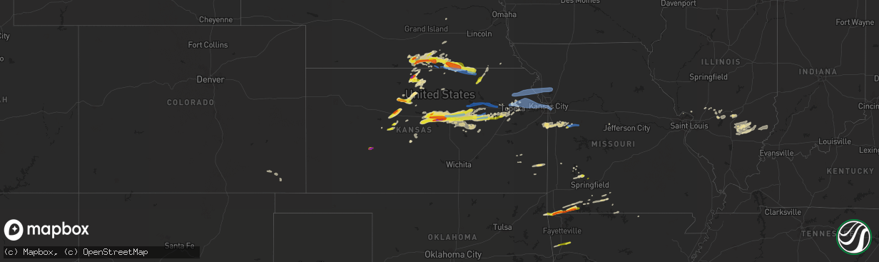 Hail map in Kansas on May 8, 2021