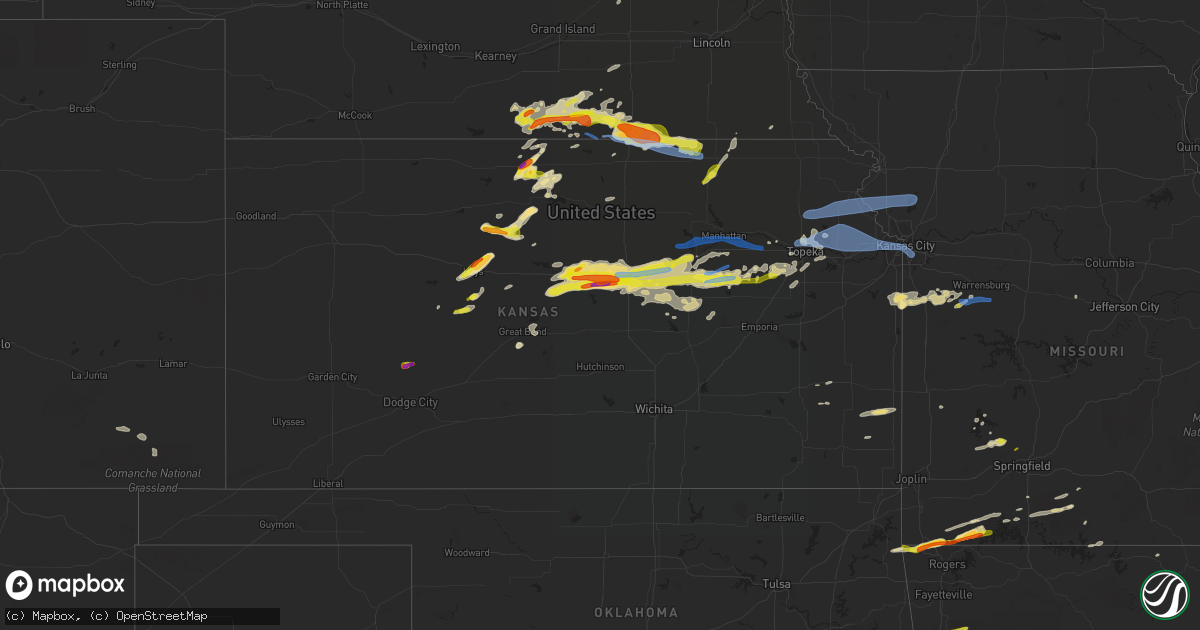 Hail map in Kansas on May 8, 2021