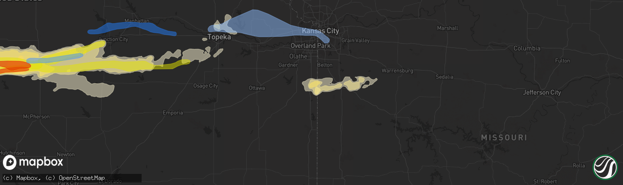 Hail map in Louisburg, KS on May 8, 2021