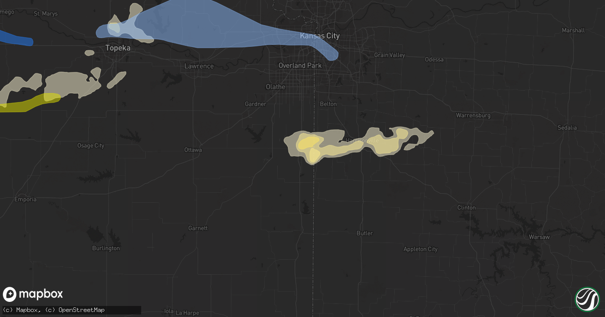 Hail map in Louisburg, KS on May 8, 2021