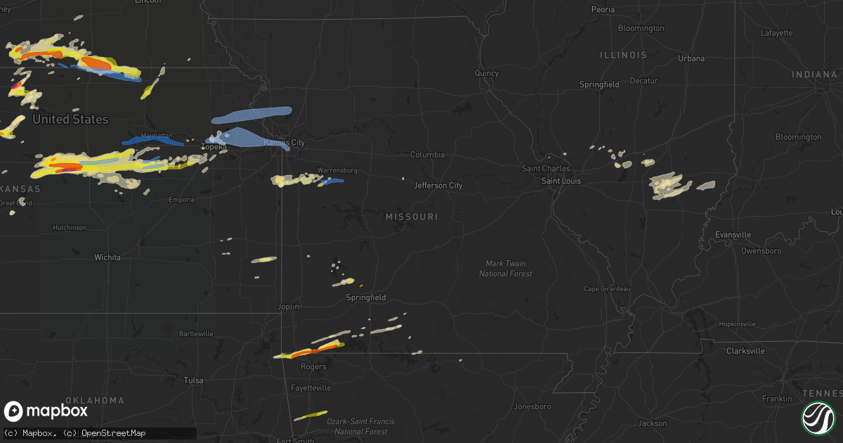 Hail map in Missouri on May 8, 2021