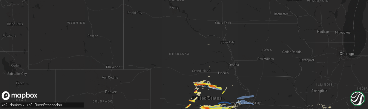 Hail map in Nebraska on May 8, 2021