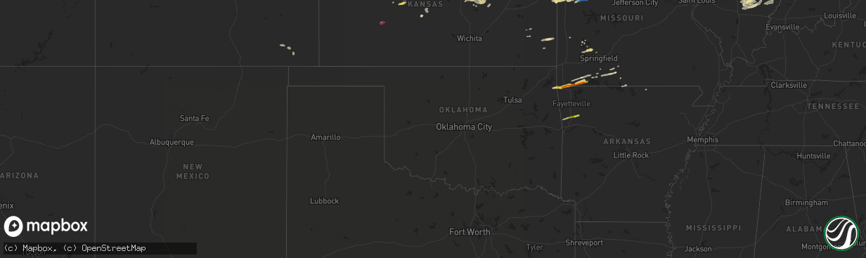 Hail map in Oklahoma on May 8, 2021