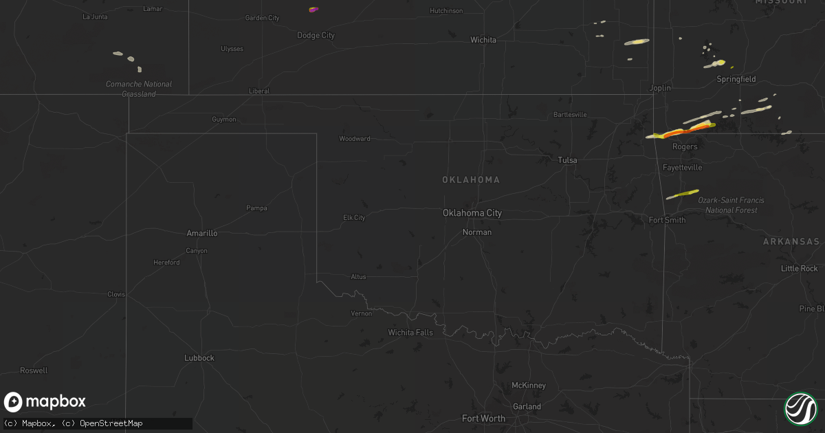 Hail map in Oklahoma on May 8, 2021