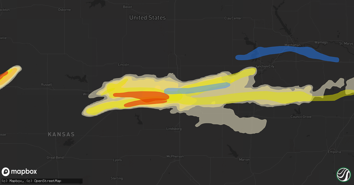 Hail map in Salina, KS on May 8, 2021