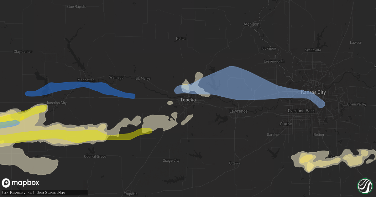 Hail map in Topeka, KS on May 8, 2021