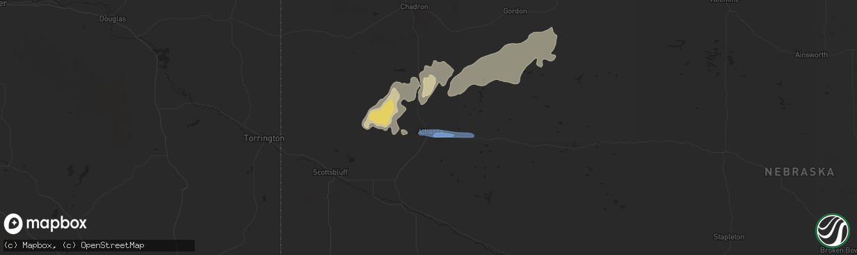 Hail map in Alliance, NE on May 8, 2022