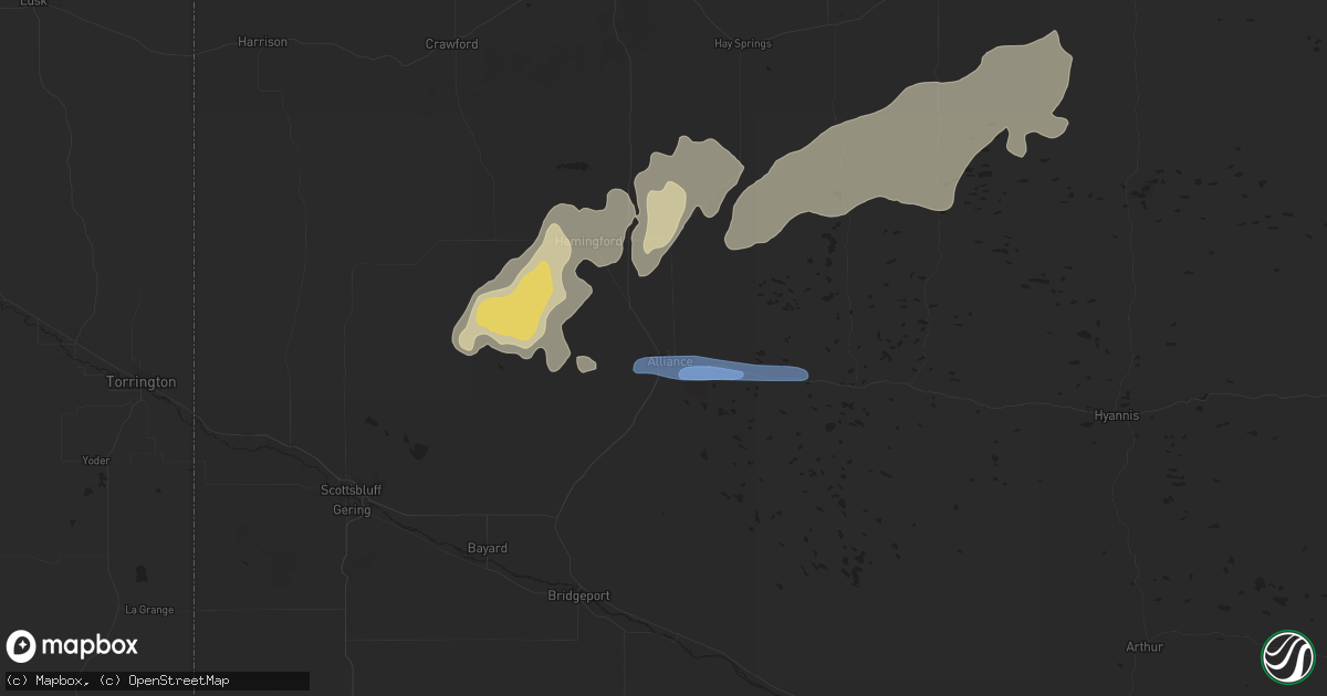 Hail map in Alliance, NE on May 8, 2022