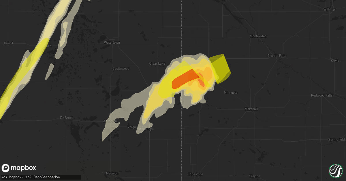 Hail map in Astoria, SD on May 8, 2022