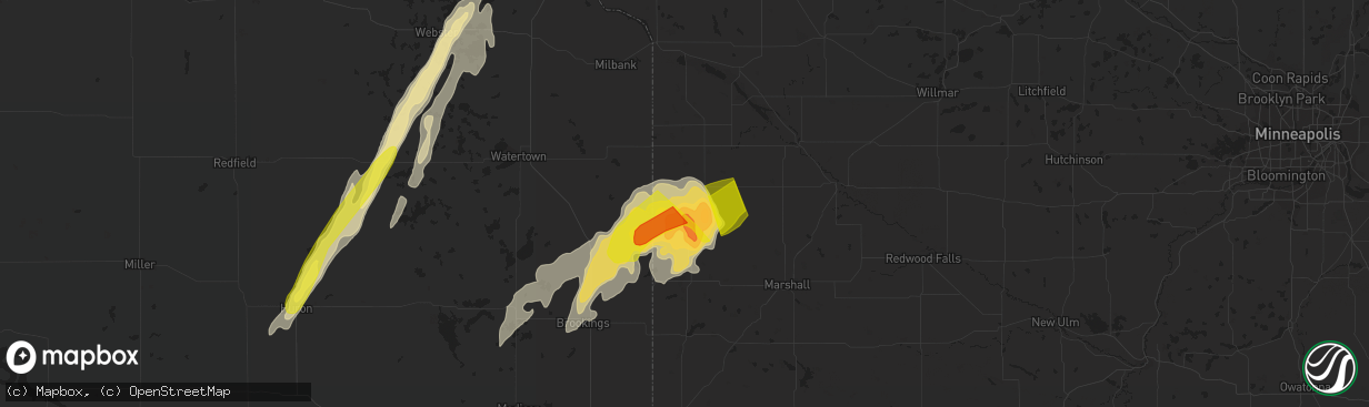 Hail map in Canby, MN on May 8, 2022