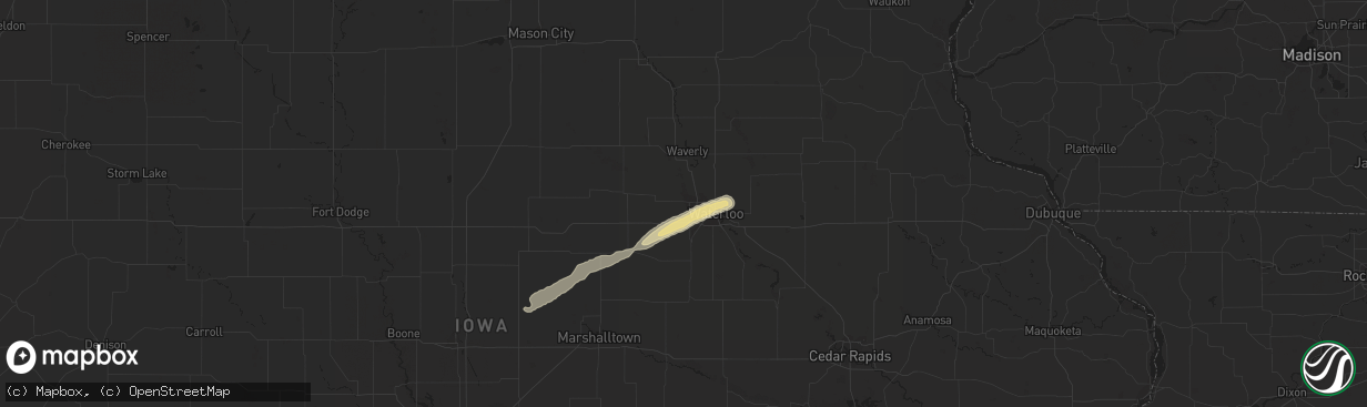 Hail map in Cedar Falls, IA on May 8, 2022