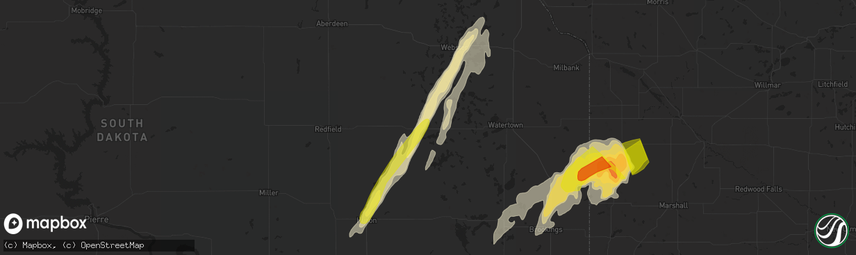 Hail map in Clark, SD on May 8, 2022