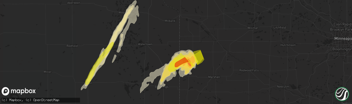 Hail map in Gary, SD on May 8, 2022