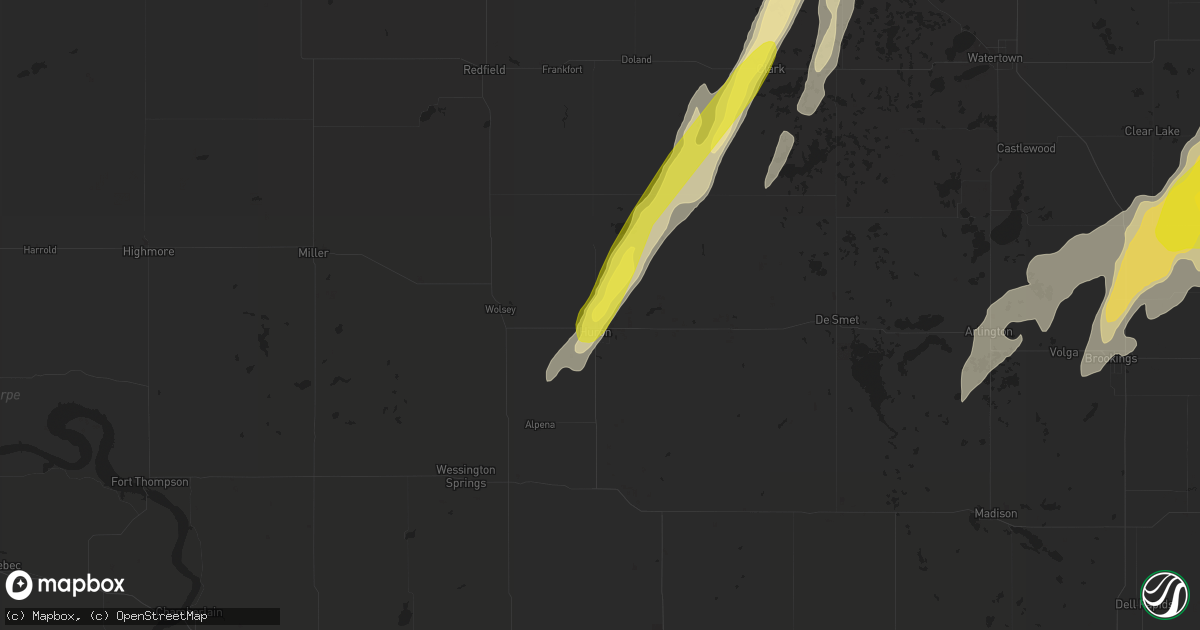 Hail map in Huron, SD on May 8, 2022